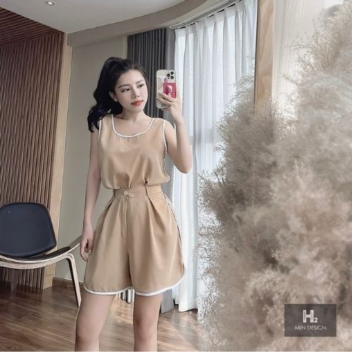 Sét đồ nữ thể thao áo sát nách quần đùi MQ CLOTHING sét ba lỗ viền trắng mặc hè