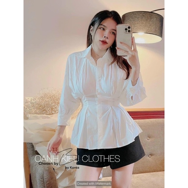 BIGSIZE Set áo sơ mi nhấn eo kèm quần 55 - 95kg