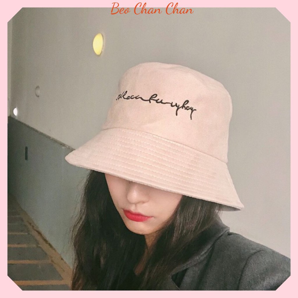 Mũ bucket nam nữ, nón bucket Maruko trơn vàng vintage dệt kim unisex cao cấp phủ nhung đỏ