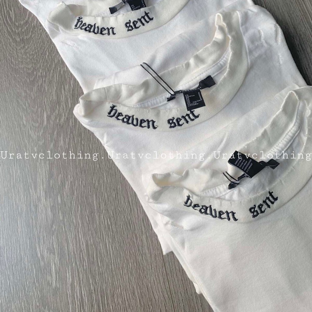 [FREESHIP - ẢNH CHÍNH CHỦ] Áo thun rách kiểu cổ thêu &quot;heaven sent' F21