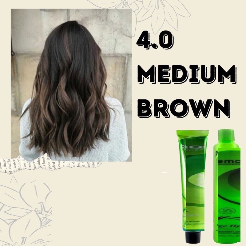 Thuốc Nhuộm Tóc Tại Nhà Màu Nâu Đen 4/0 Medium Natural Brown Hair Dye Cream