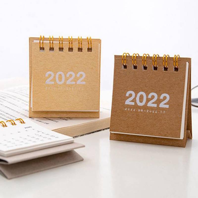 Lịch để bàn 2021-2022 mini thiết kế đơn giản xinh xắn Simple mini Desktop Paper simple Calendar dual Daily Scheduler Table Planner Yearly Agenda Organizer School office supplies kids Christmas gift