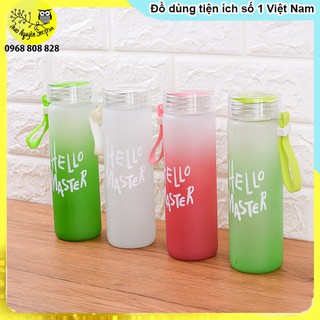 Bình nước thủy tinh Hello Master 400ml cao cấp