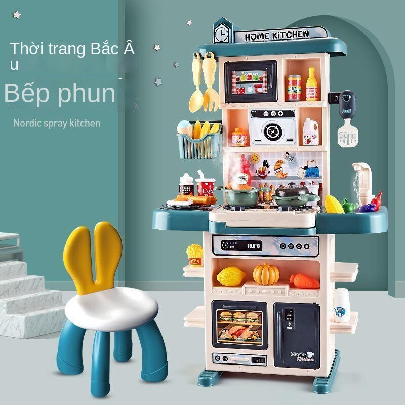 ₪☍Tân Cương miễn phí vận chuyển nhà bếp bộ đồ chơi mô phỏng dụng cụ nhà bếp nấu ăn và nấu ăn 4 bé 5 bé gái trên 3 tuổi 6