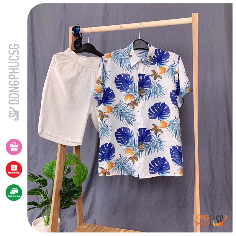Đồ đi biển gia đình set váy đầm áo quần đi biển mẫu hoa lá nổi bật chất tơ đũi mát mẻ sang trọng BDTQ | DONGPHUCSG