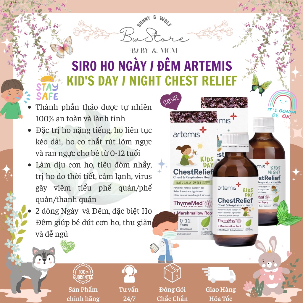 Siro Ho Artemis Chest Relief Day / Night NewZealand cho bé từ 0-12y