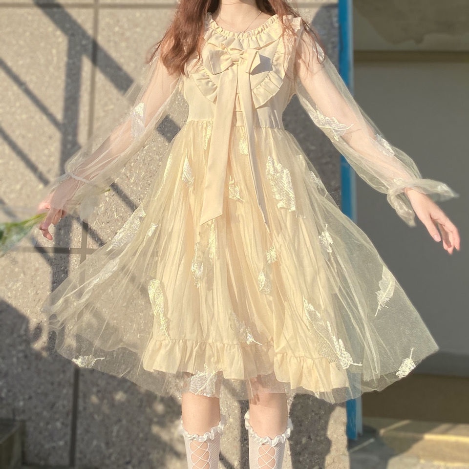 Đầm Tay Dài Kiểu Lolita Mềm Mại Cho Bé Gái