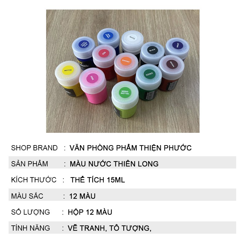 Màu nước Thiên Long 12 màu Colorkit WACO-C05/C03/C07 THIỆN PHƯỚC