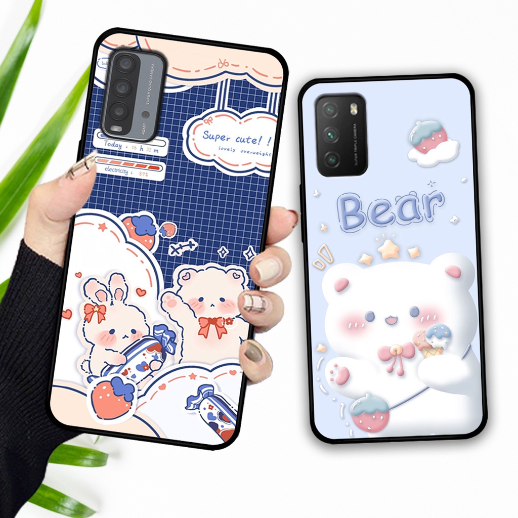 Ốp lưng Xiaomi Redmi 9T - Poco M3 in hình caro gấu thỏ dễ thương