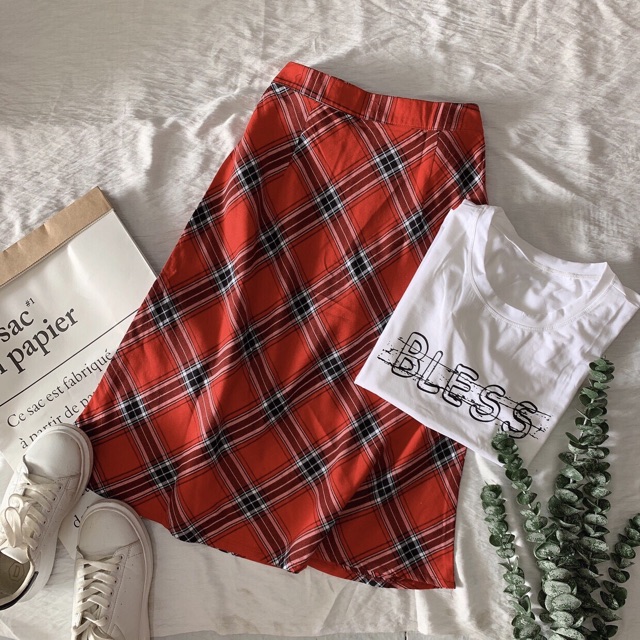 ✨ SET ÁO PULL BLESS + CHÂN VÁY MIDI CARO ✨