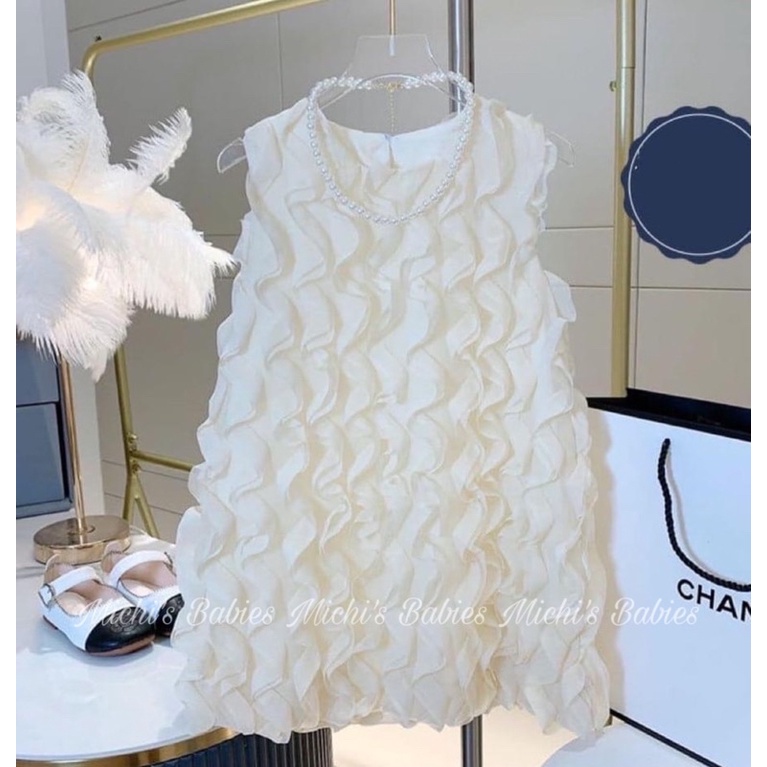 Váy tiểu thư trắng ren lông nổi thiết kế độc quyền phong cách hàn quốc siêu sang chảnh cho bé (LX11)