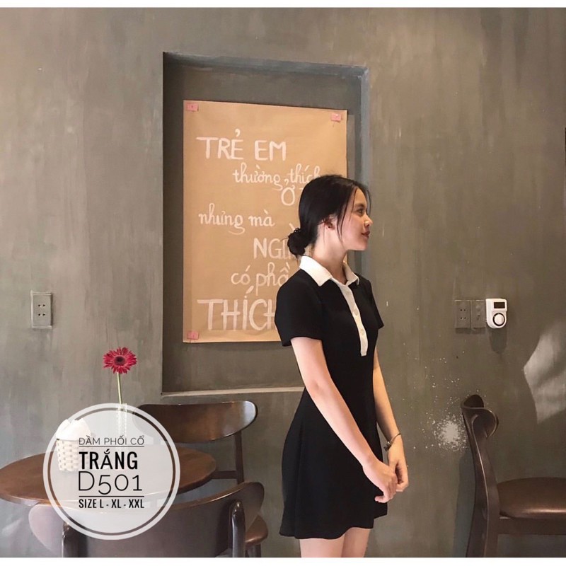 Bigsize Đầm phối cổ trắng D501 | BigBuy360 - bigbuy360.vn