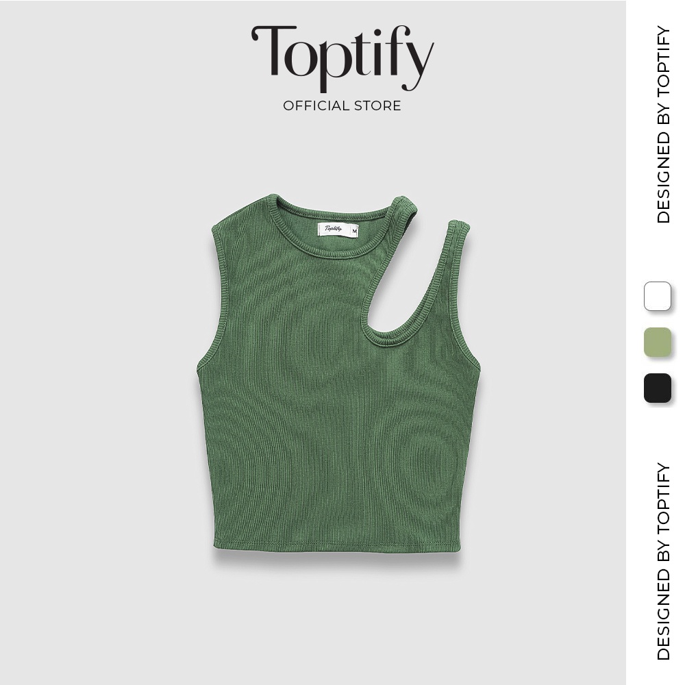 Áo croptop nữ sát nách trơn khoét vai TOPTIFY chất thun gân co giãn Stella Top AC12