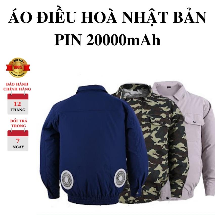 Áo điều hoà Nhật Bản, Áo quạt gió công nghệ Nhật Bản Áo chống nắng có quạt cao cấp, pin 20000mAh, bảo hành 12m