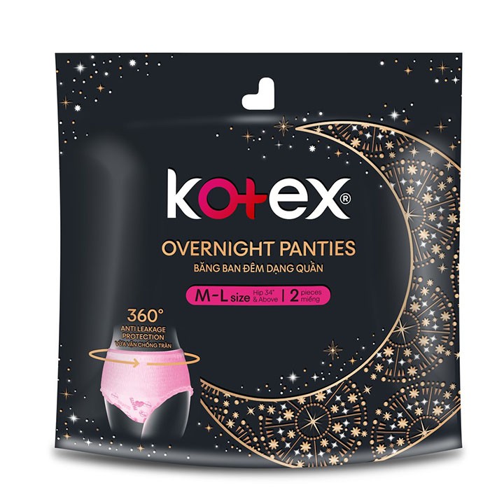 BĂNG VỆ SINH KOTEX BAN ĐÊM DẠNG QUẦN KHÔ THOÁNG - GÓI 2 MIẾNG