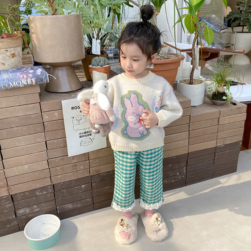 Quần Dài Họa Tiết Sọc Caro Phong Cách Hàn Quốc Thời Trang Thu Đông Cho Bé Gái