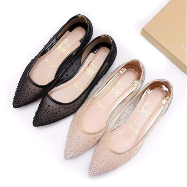 Bệt Louboutin Lưới Đính Đá
