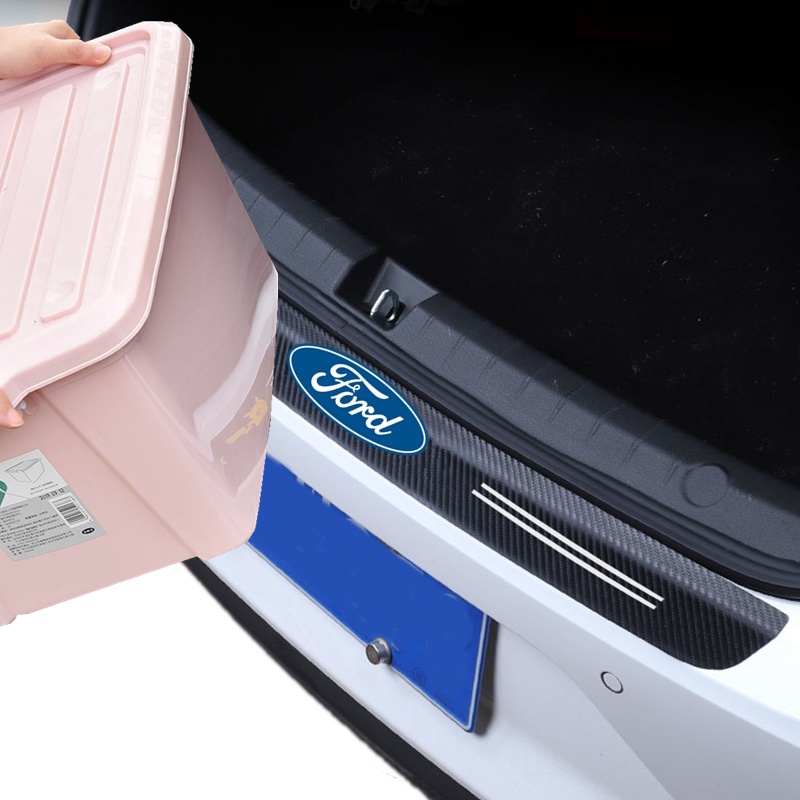 Miếng Dán Bảo Vệ Đuôi Xe Hơi Họa Tiết Sợi Carbon Cho Ford Ranger Fiesta Focus Everest Ecosport