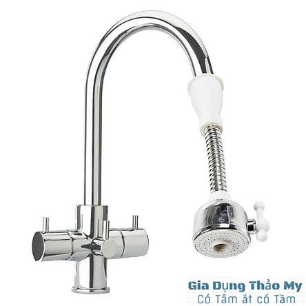 Vòi tăng áp bồn rửa bát xoay 360 độ đui gài