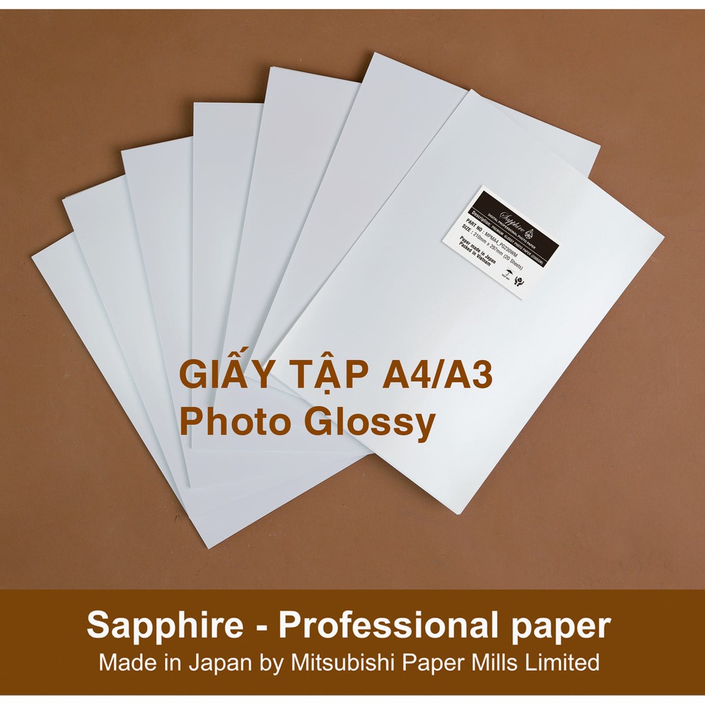 Giấy in ảnh Sapphire A3  Chính hãng Nhật Bản bền màu 1 tập 20 tờ