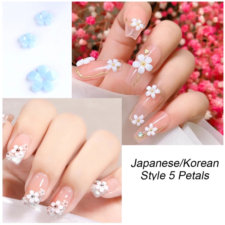 1 Hộp Phụ Kiện Trang Trí Móng Tay Nghệ Thuật 3D Hình Hoa Pha Lê Nhiều Màu Sắc