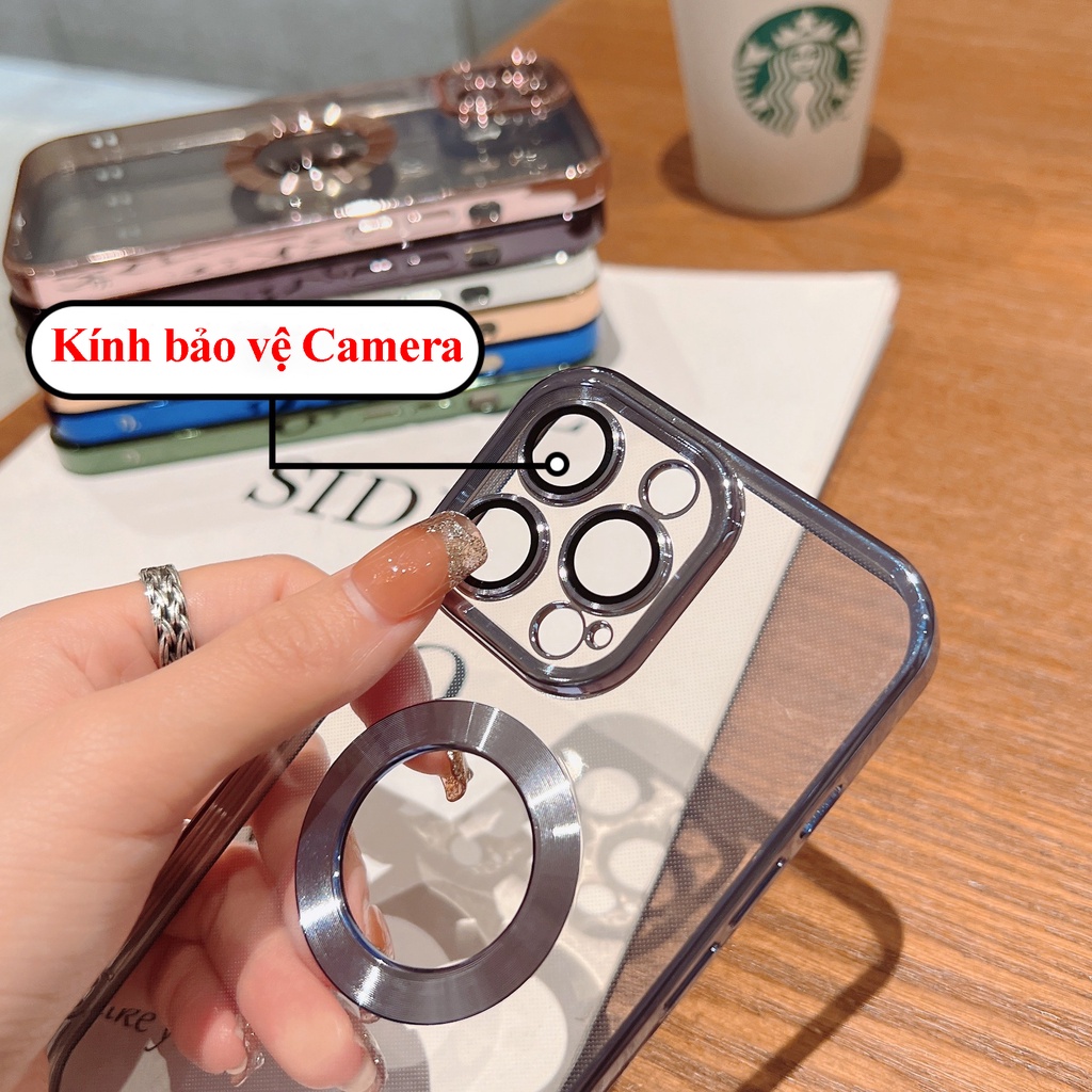 Ốp Lưng Cho Iphone - Ốp điện thoại hở táo viền vuông mạ màu, kính bảo về camera cho iPhone X - 13 Pro Max siêu đẹp