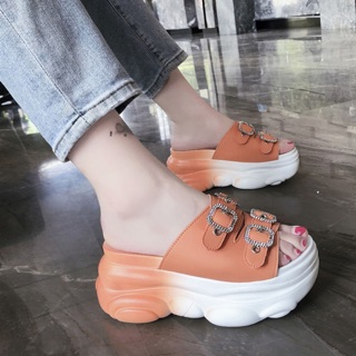(HÀNG K CÓ SẴN) dép bánh mì quai ngang to cá tính 8cm