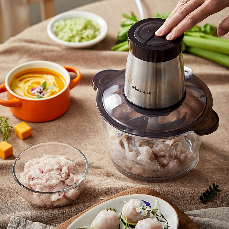 Máy xay thịt Bear QSJ-C03T5, máy xay thực phẩm đa năng, công suất 300W - Bảo hành chính hãng 6 tháng