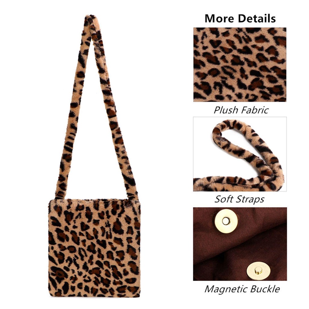 Túi Đeo Chéo Phủ Lông Họa Tiết Da Báo Thời Trang Nữ Sành Điệu