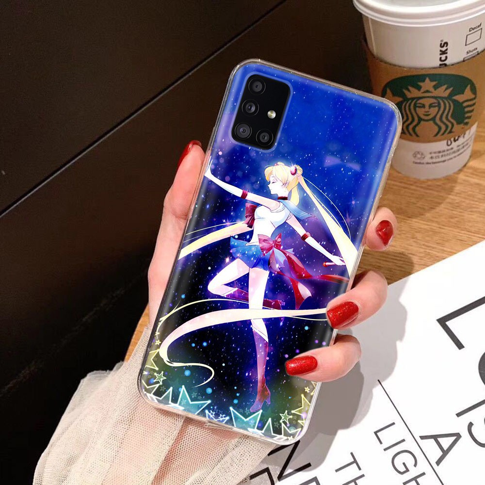 SAILOR MOON Ốp Lưng Trong Suốt In Hình Thủy Thủ Mặt Trăng Cho Samsung Galaxy J7 Pro / J8 / Core / J3 Plus / J5 Prime / A7 Duo