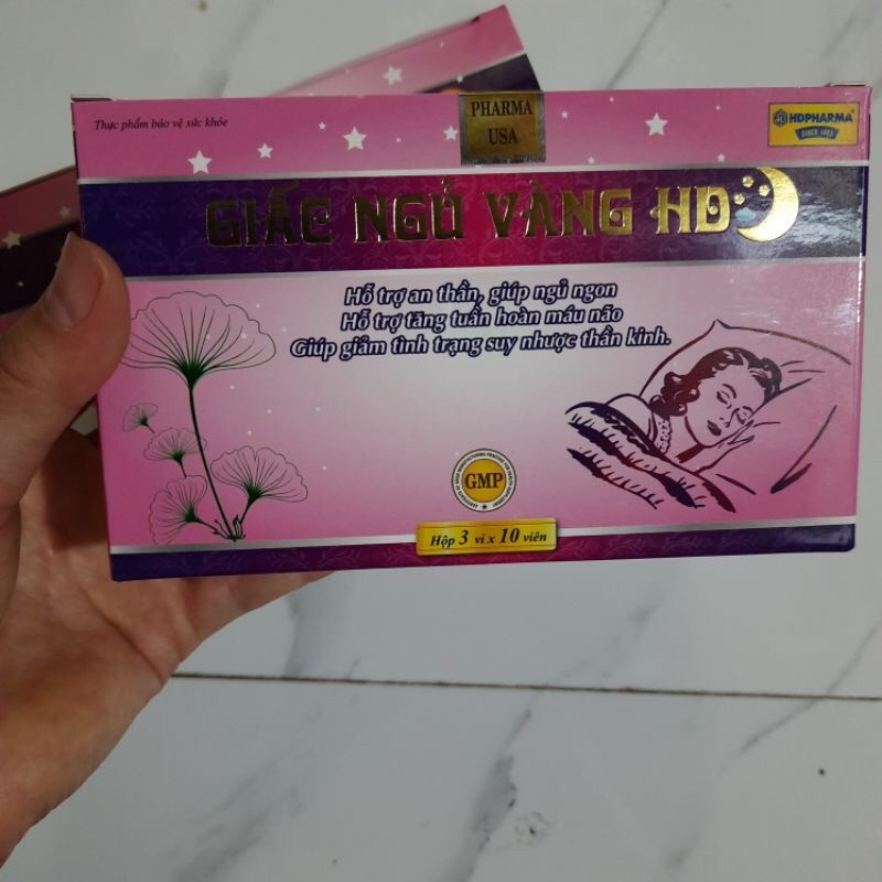 Viên uống GIẤC NGỦ VÀNG HD hỗ trợ thần kinh, giúp ngủ ngon – Hộp 30 viên