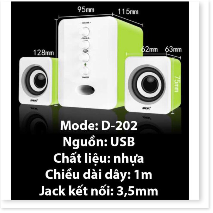 Loa Máy Tính SADA D202 Bộ 3 Loa Vi Tính USB Nghe Nhạc Siêu Hay Âm Thanh Super Bass - XSmart