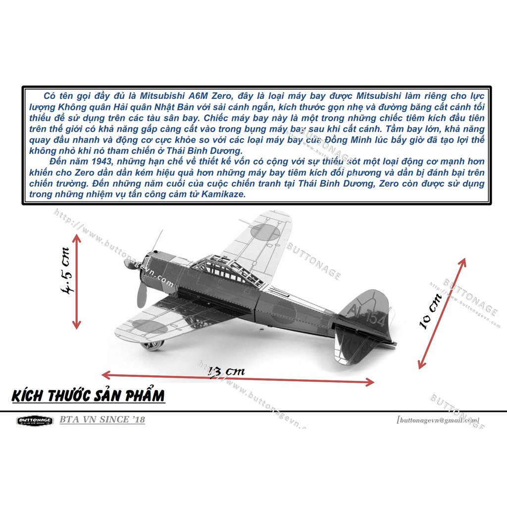 Mô Hình Lắp Ráp 3d Máy Bay Mitsubishi A6M Zero