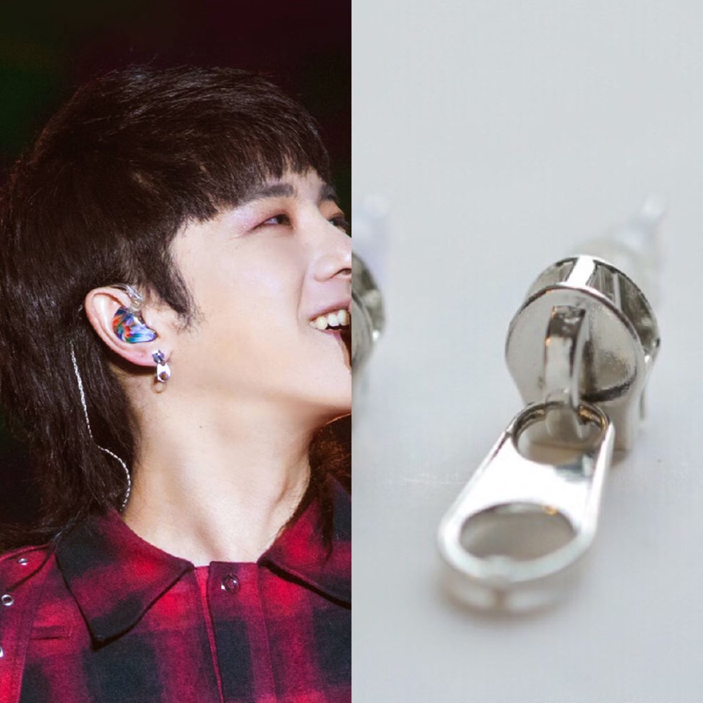 Bông tai kiểu khóa kéo phong cách retro sành điệu trẻ trung