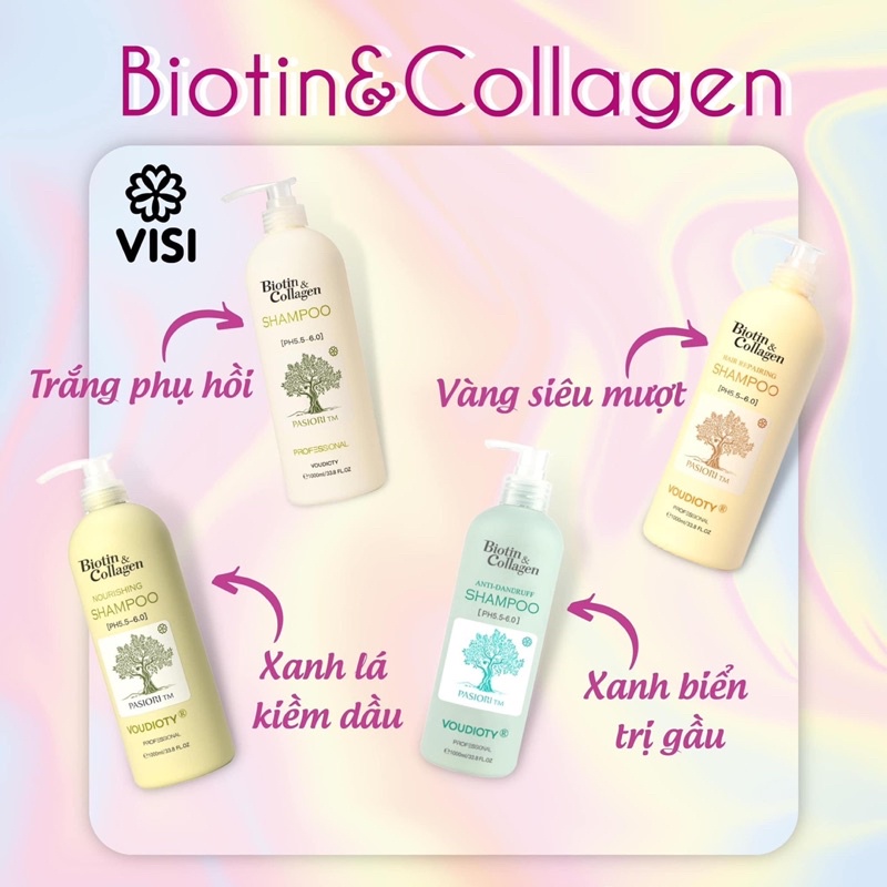 Cặp Dầu Gội Xả Cho Tóc Dầu BIOTIN xanh lá BIOTIN &amp; COLLAGEN MẪU MỚI