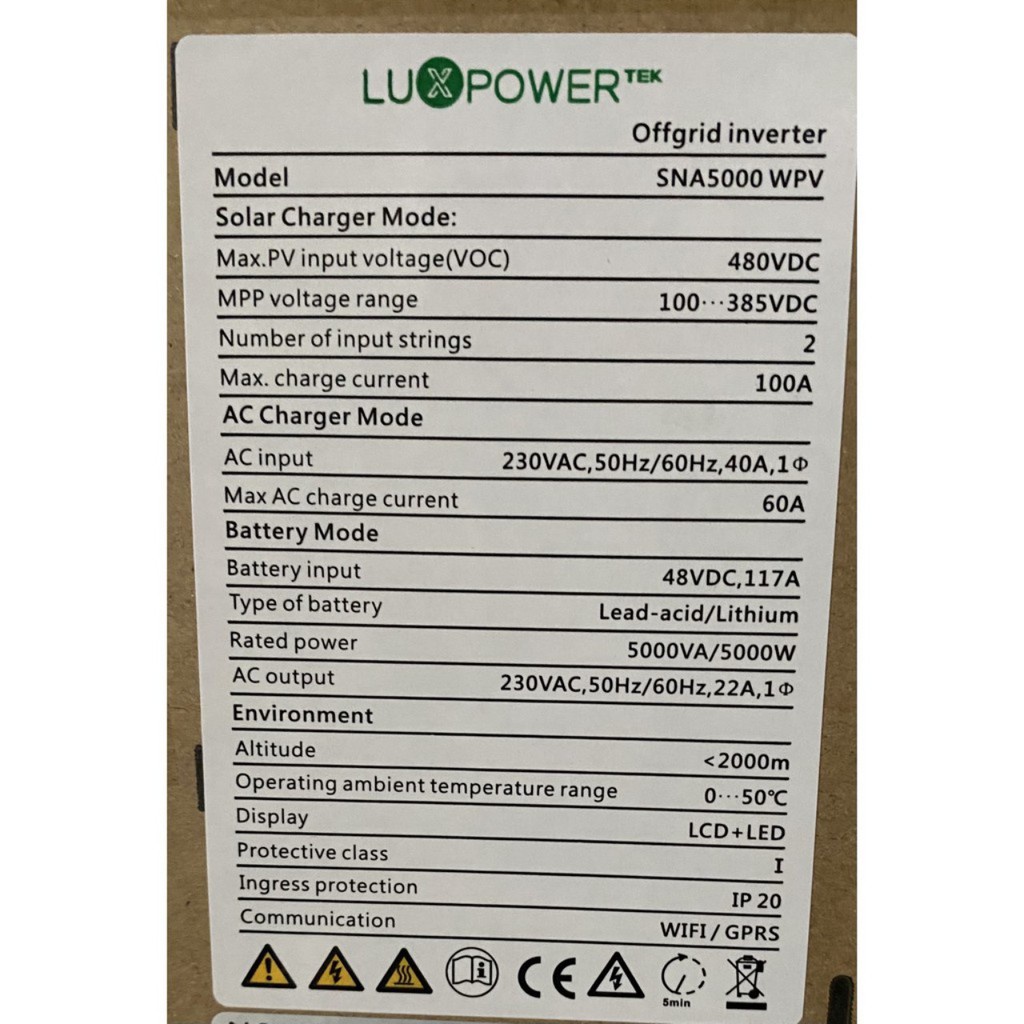 Máy biến tần Hybrid Luxpower 5Kw bản phổ thông