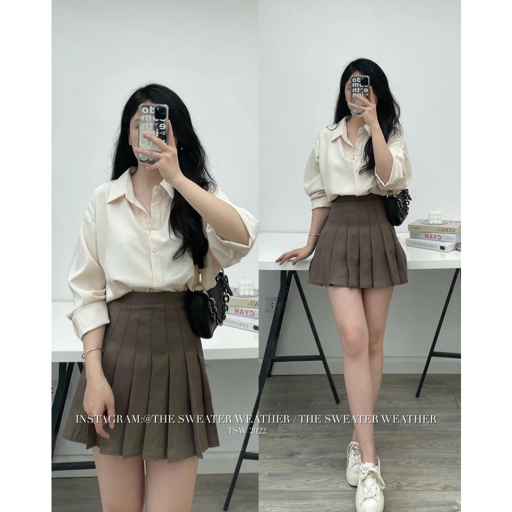 (Ảnh thật) Áo sơ mi trơn trượt basic 602 the.sweaterweather TSW | BigBuy360 - bigbuy360.vn