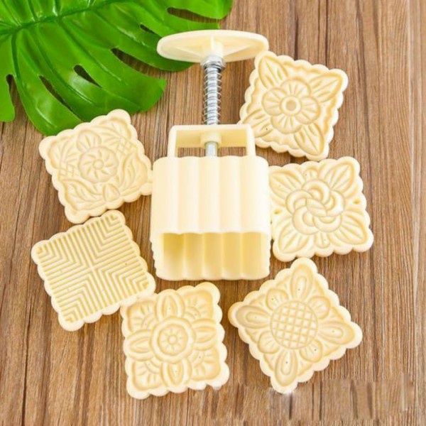 Set 6 khuôn in hoạ tiết làm bánh trung thu 100g