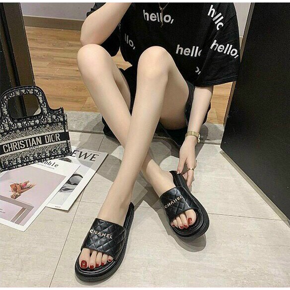 Dép nữ quai ngang đế bánh mì tôn dáng phong cách hàn quốc ulzzang hothit mã DCHANEL MINHTUYETSHOES