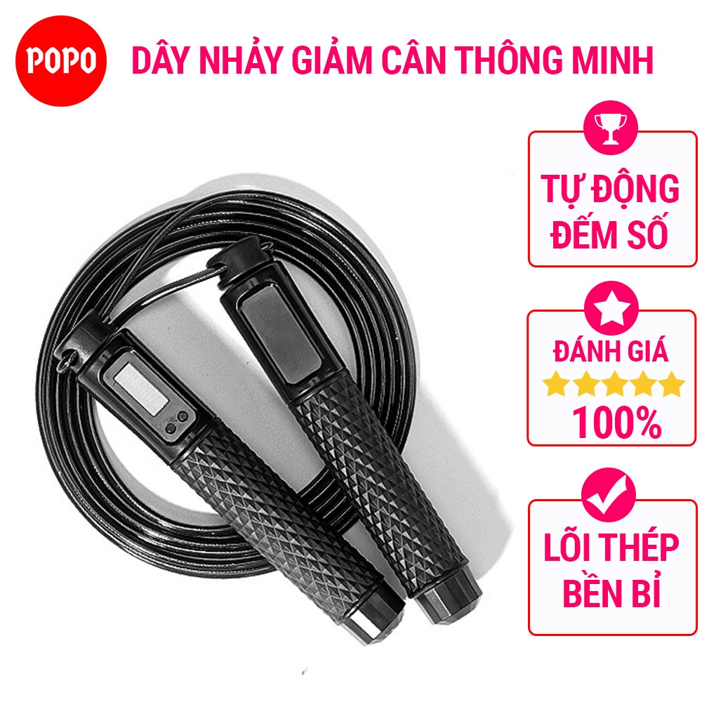 Dây nhảy đếm số vòng tự động với chip điện tử, giúp giảm cân, đốt cháy mỡ thừa, thể dục, thể lực TS83 POPO