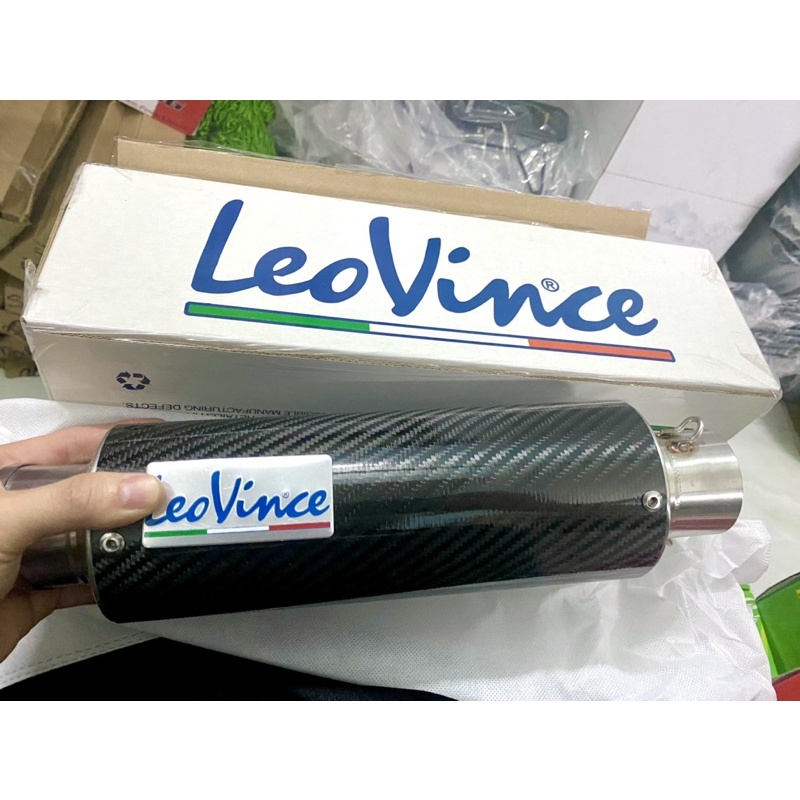 Lon Pô Leovince Bạc + Carbon hàng AT racing chuẩn loại 1