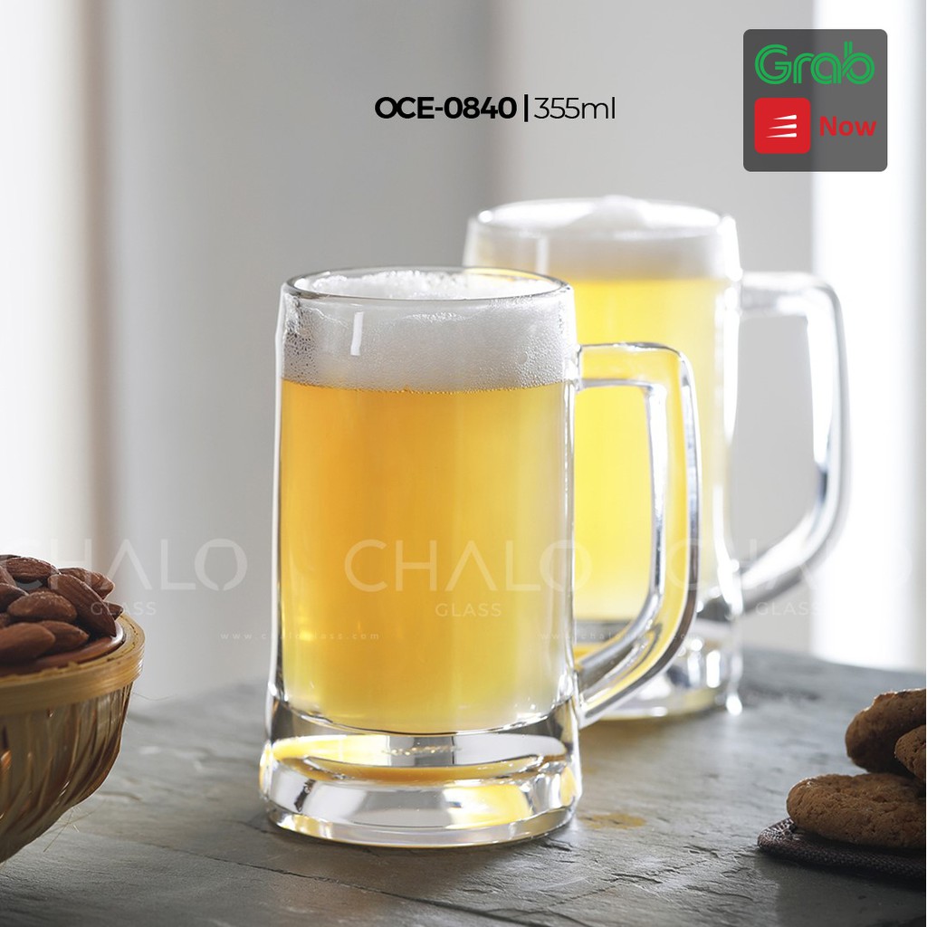 Ly bia thủy tinh có quai Ocean Munich Beer Mug 355ml - P00840 [Bộ 06 ly chính hãng - Made in Thailand]