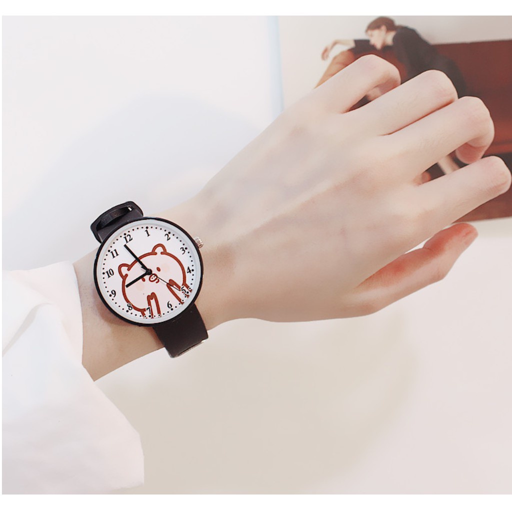 [Cực Đẹp] Đồng Hồ Nữ Dây Caosu Candycat Chú Heo Má Hồng Phong Cách Hàn Quốc - Hazo
