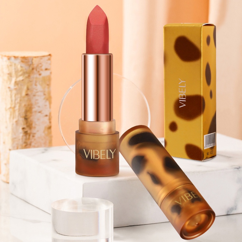 [Hàng mới về] Son lì Vibely thiết kế màu hổ phách thời trang không phai màu không dính thành cốc