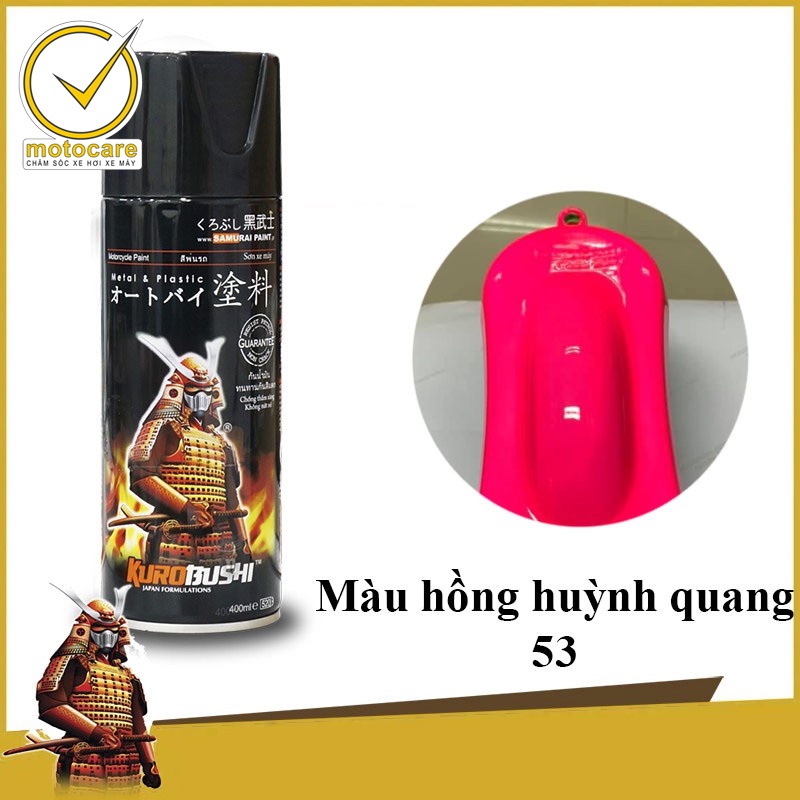 Samurai 53 -Chai sơn xịt màu hồng huỳnh quang  - Fluorescent Pink   sơn mâm xe máy và nhựa
