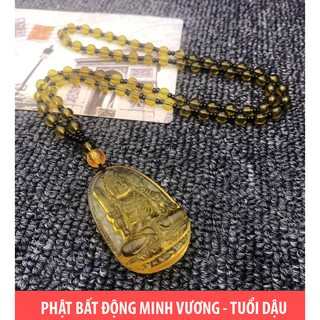 Dây chuyền chuỗi hạt mặt phật Bất Động Minh Vương màu vàng cam - Phật bản mệnh người tuổi Dậu