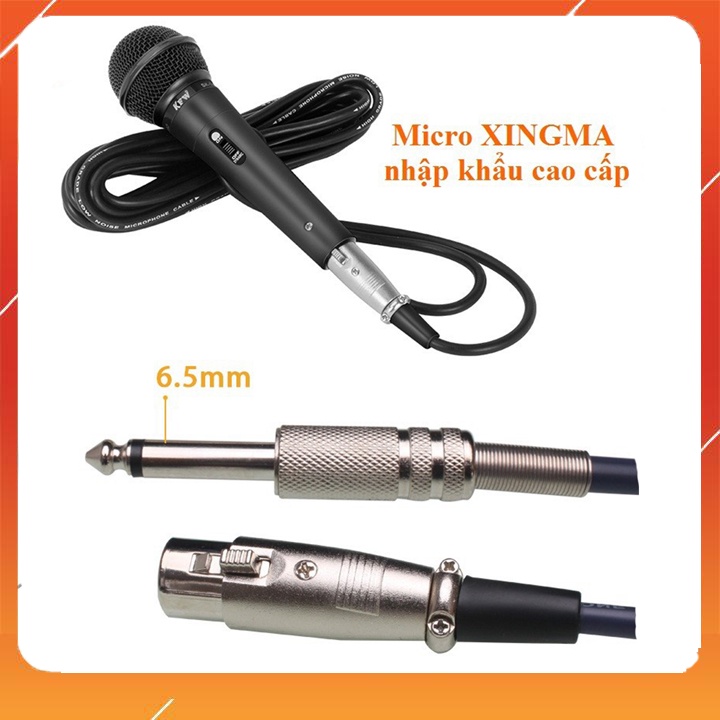 Micro Karaoke XINGMA AK-319 6.5mm - Âm Bass Êm Bắt Âm Tốt, Chống Hú, Chống Rè, Loại Bỏ Tạp Âm, Dây Nối Dài Linh Hoạt