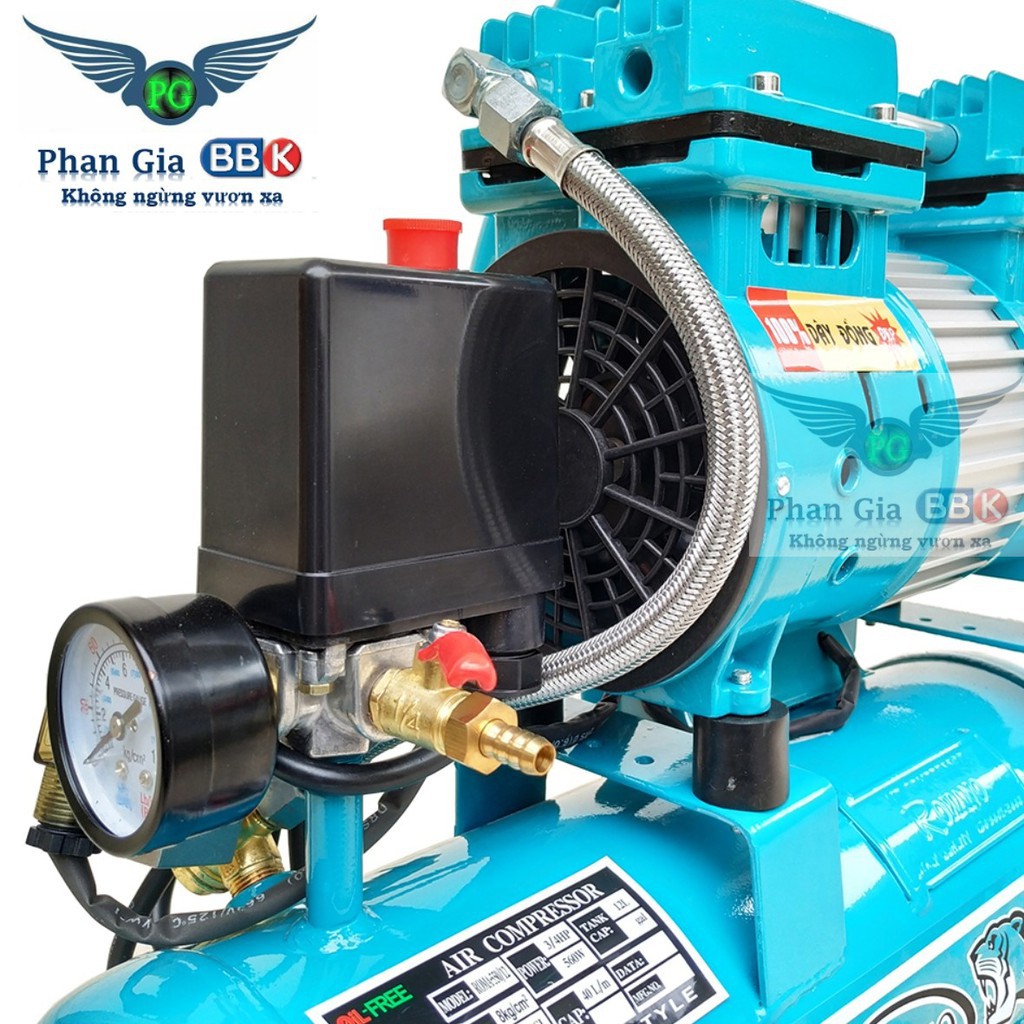 Máy nén khí T-max 12L, máy nén khí không dầu, máy phun sơn 100% dây đồng