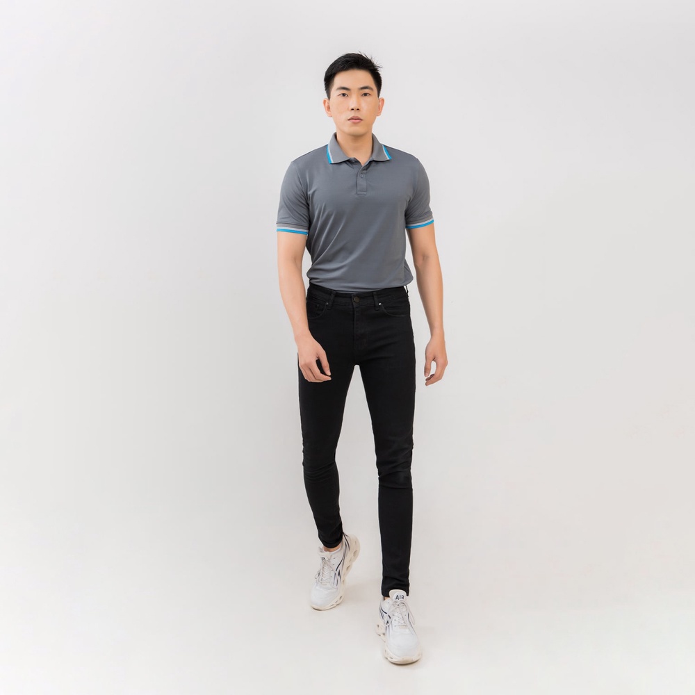 Áo thun polo nam trơn chất vải cá sấu form rộng màu xám, áo phông có cổ unisex