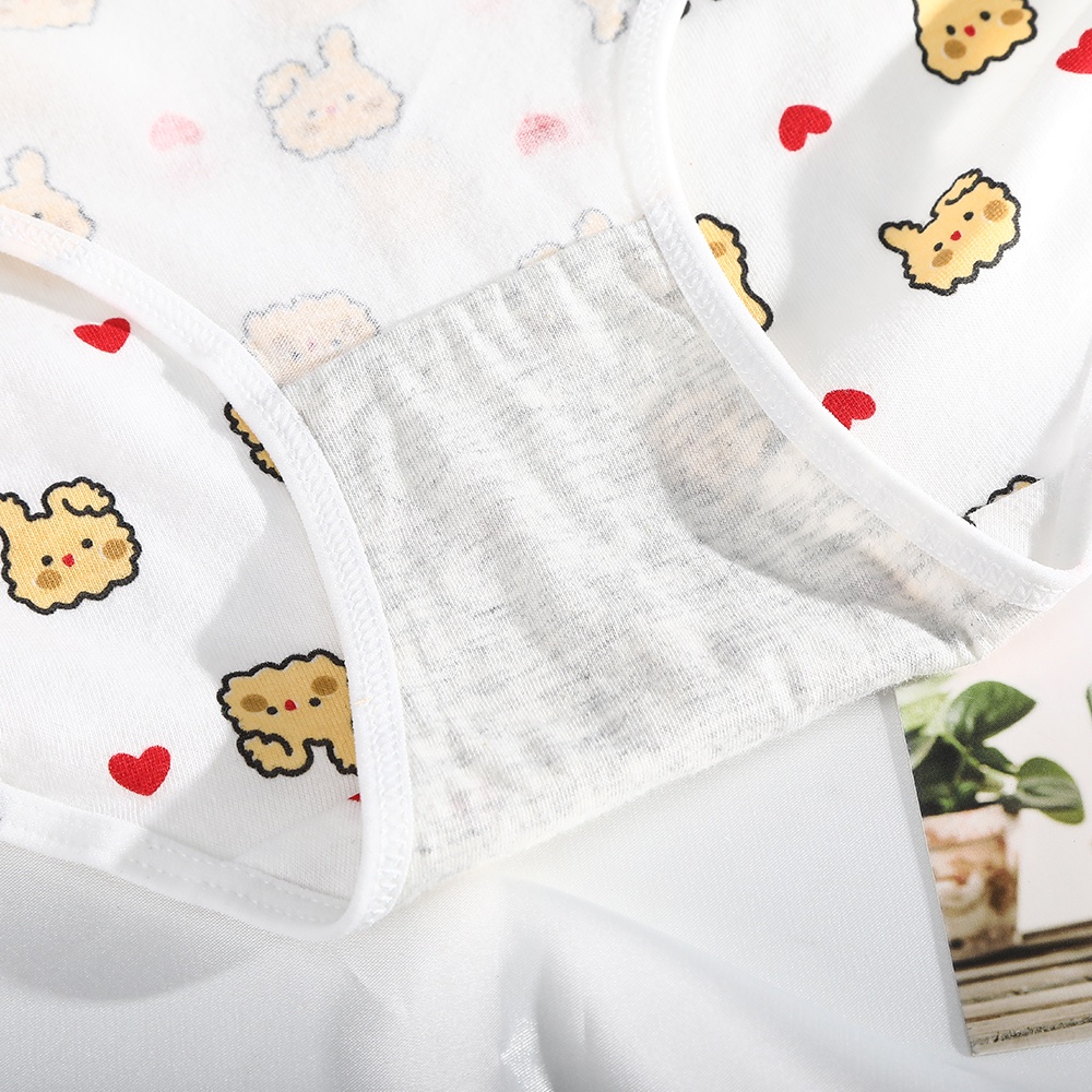 Quần lót LEVAO bằng cotton lưng vừa in họa tiết dễ thương cho nữ